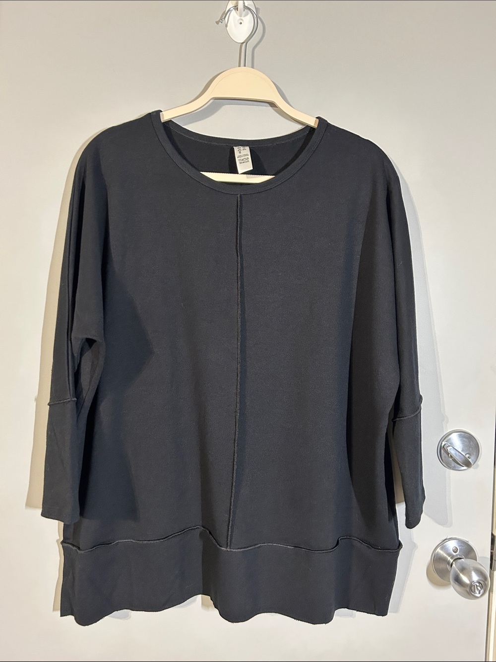 SPANX Black Relaxed Crewneck Pullover, minimalist, casual, elevated basic, artsy